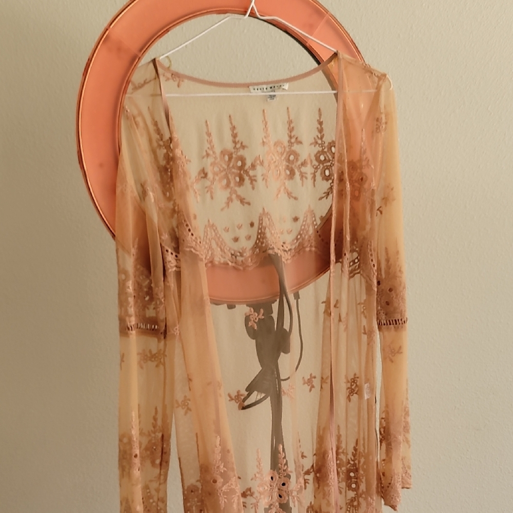 Ethereal Peach Lace Swim Coverup
